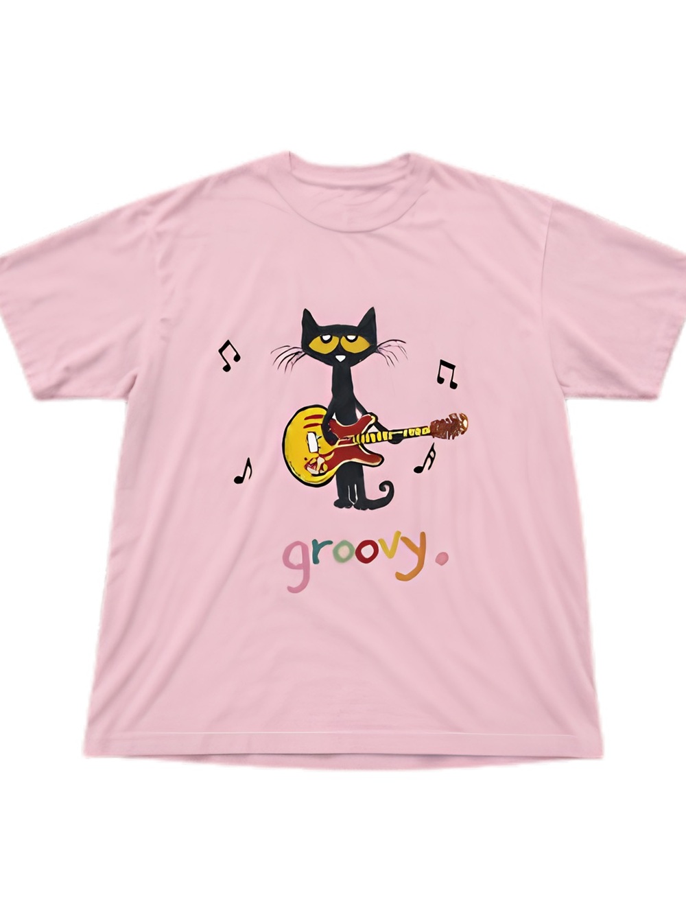 Gildan Pink Groovy Cat Guitar Tee